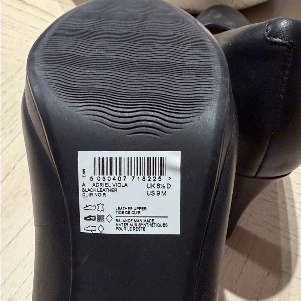 Clarks Black Leather Women's Round-Toe Heels - Picture 4 of 5